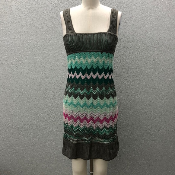 Missoni Dresses & Skirts - Missoni Multi Color Chevron Stripe Stretch Knit Dress Women’s Euro 38